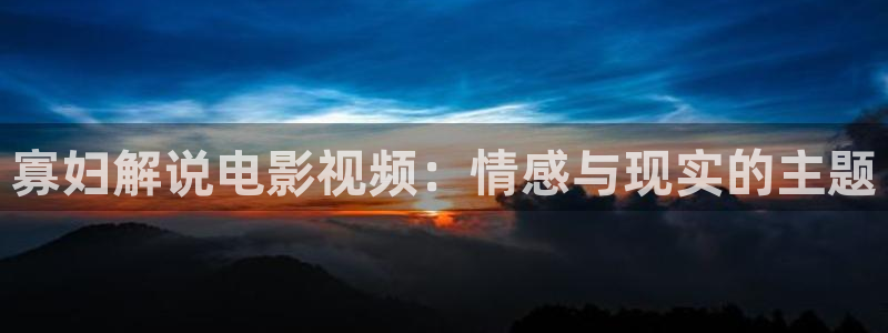 星空无限传媒影视在线观看：寡妇解说电影视频：情感与现实的主题